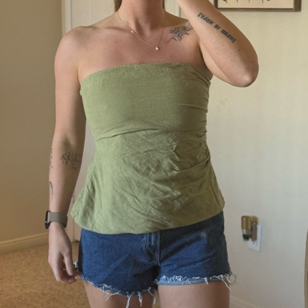 Abercrombie & Fitch Olive Green Strapless Tube Camisole